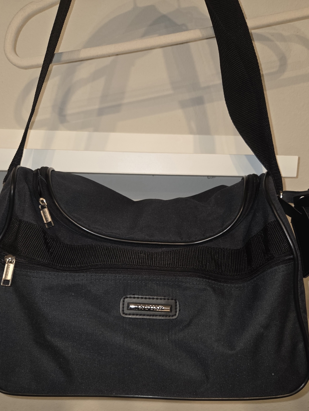 Vintage Jaguar Black Messenger Bag with Adjustable Strap And Inner Travel Bag